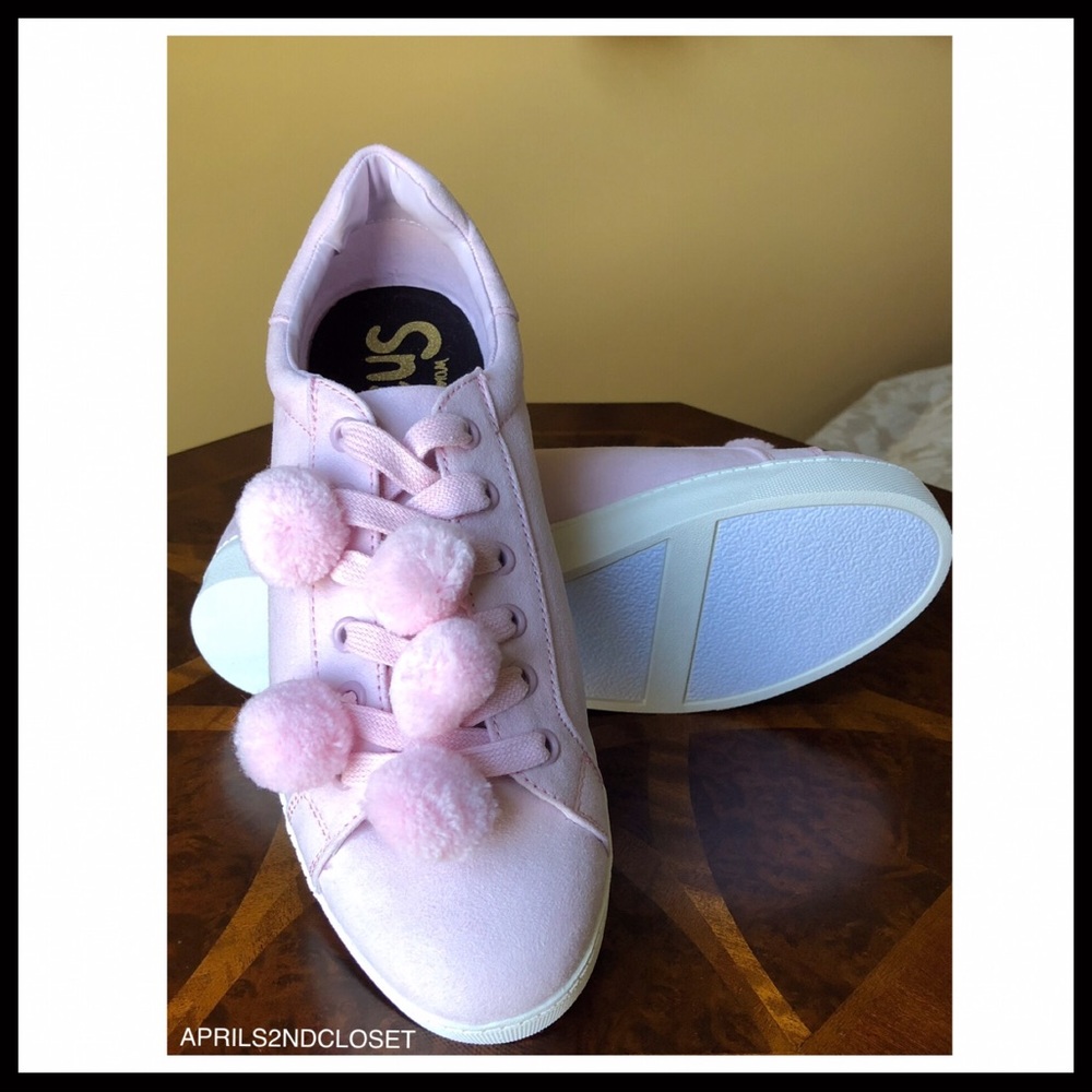 SAM EDELMAN PINK VEGAN SUEDE POM POM SNEAKERS A3C - Picture 2 of 8
